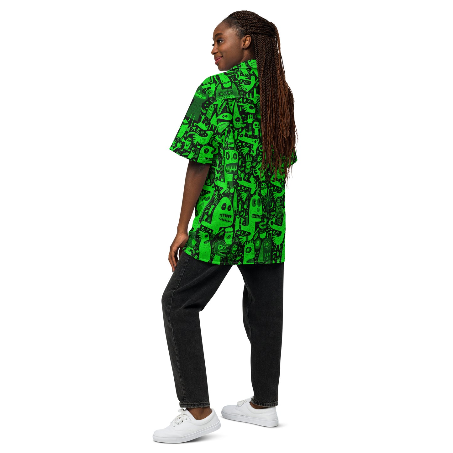 "Crazy Monsters!" #2 - Unisex-Hemd mit Knöpfen - Ultra Green Edition