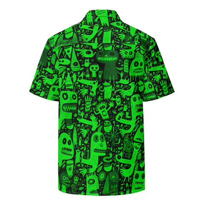 "Crazy Monsters!" #2 - Unisex-Hemd mit Knöpfen - Ultra Green Edition