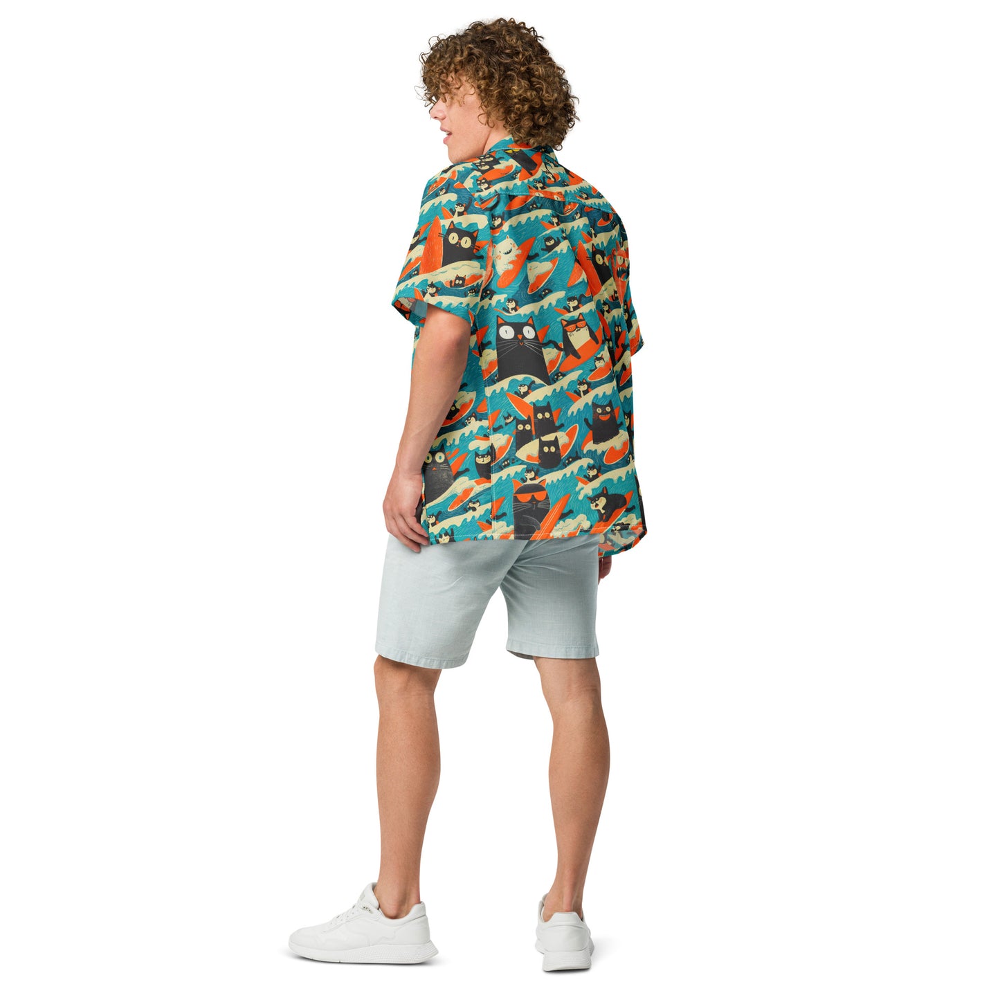 "Surfing Cats!" #1 - Unisex-Hemd mit Knöpfen