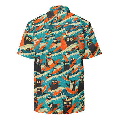 "Surfing Cats!" #1 - Unisex-Hemd mit Knöpfen