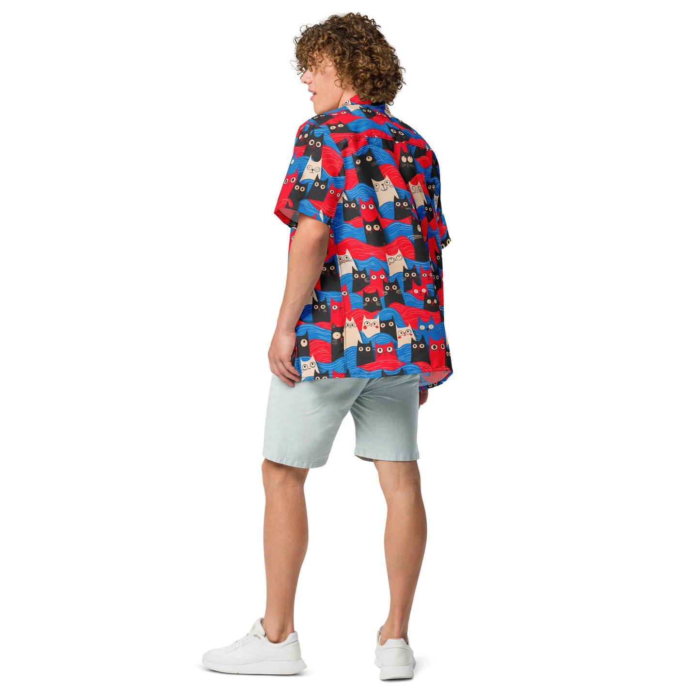 "Surfing Cats" #2 - Unisex-Hemd mit Knöpfen