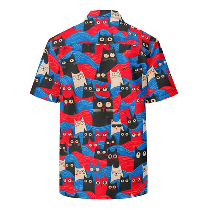 "Surfing Cats" #2 - Unisex-Hemd mit Knöpfen