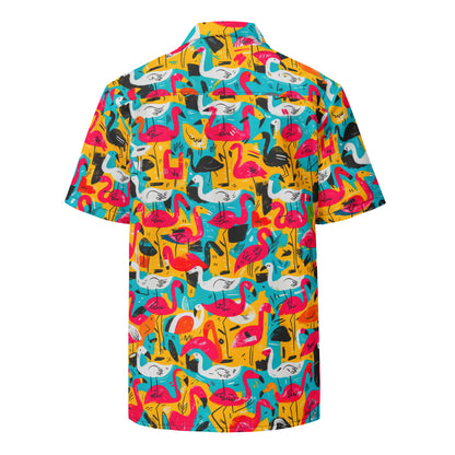 "Flamingos" #1 - Unisex-Hemd mit Knöpfen
