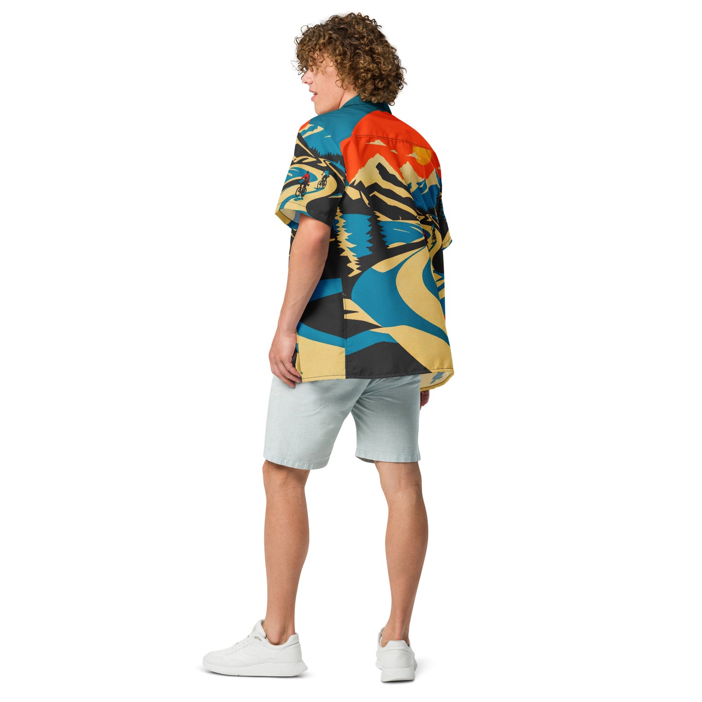 "Bicycle travelers" #1 - Unisex-Hemd mit Knöpfen