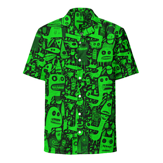 "Crazy Monsters!" #2 - Unisex-Hemd mit Knöpfen - Ultra Green Edition