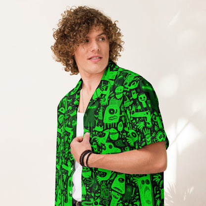 "Crazy Monsters!" #2 - Unisex-Hemd mit Knöpfen - Ultra Green Edition