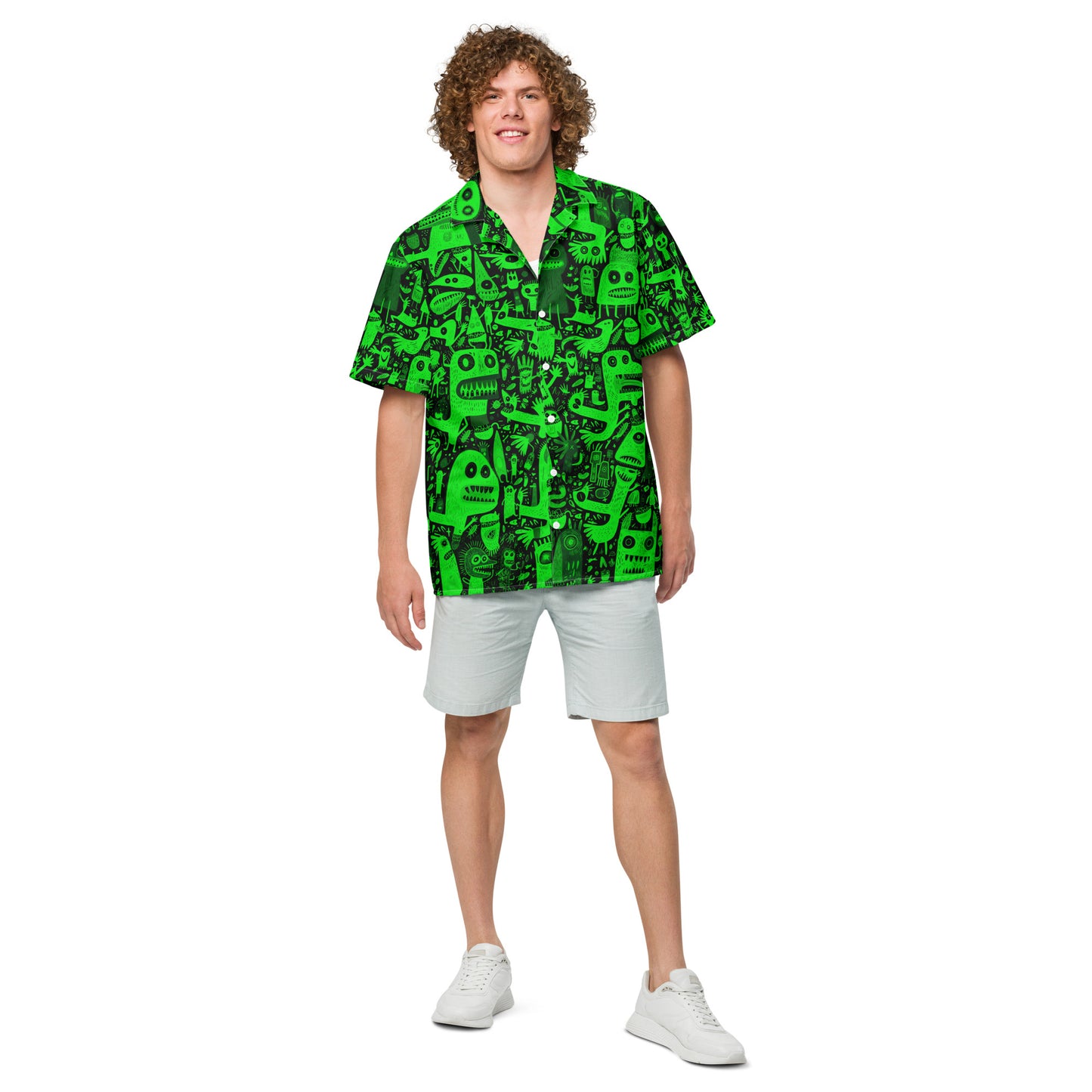 "Crazy Monsters!" #2 - Unisex-Hemd mit Knöpfen - Ultra Green Edition