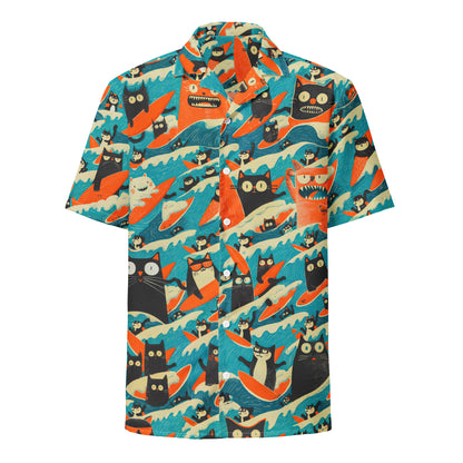 "Surfing Cats!" #1 - Unisex-Hemd mit Knöpfen