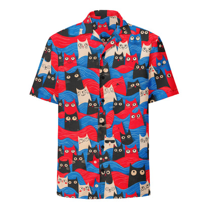"Surfing Cats" #2 - Unisex-Hemd mit Knöpfen