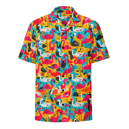 "Flamingos" #1 - Unisex-Hemd mit Knöpfen