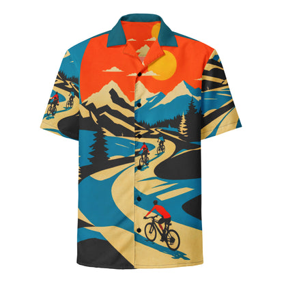 "Bicycle travelers" #1 - Unisex-Hemd mit Knöpfen