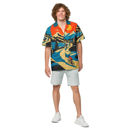 "Bicycle travelers" #1 - Unisex-Hemd mit Knöpfen