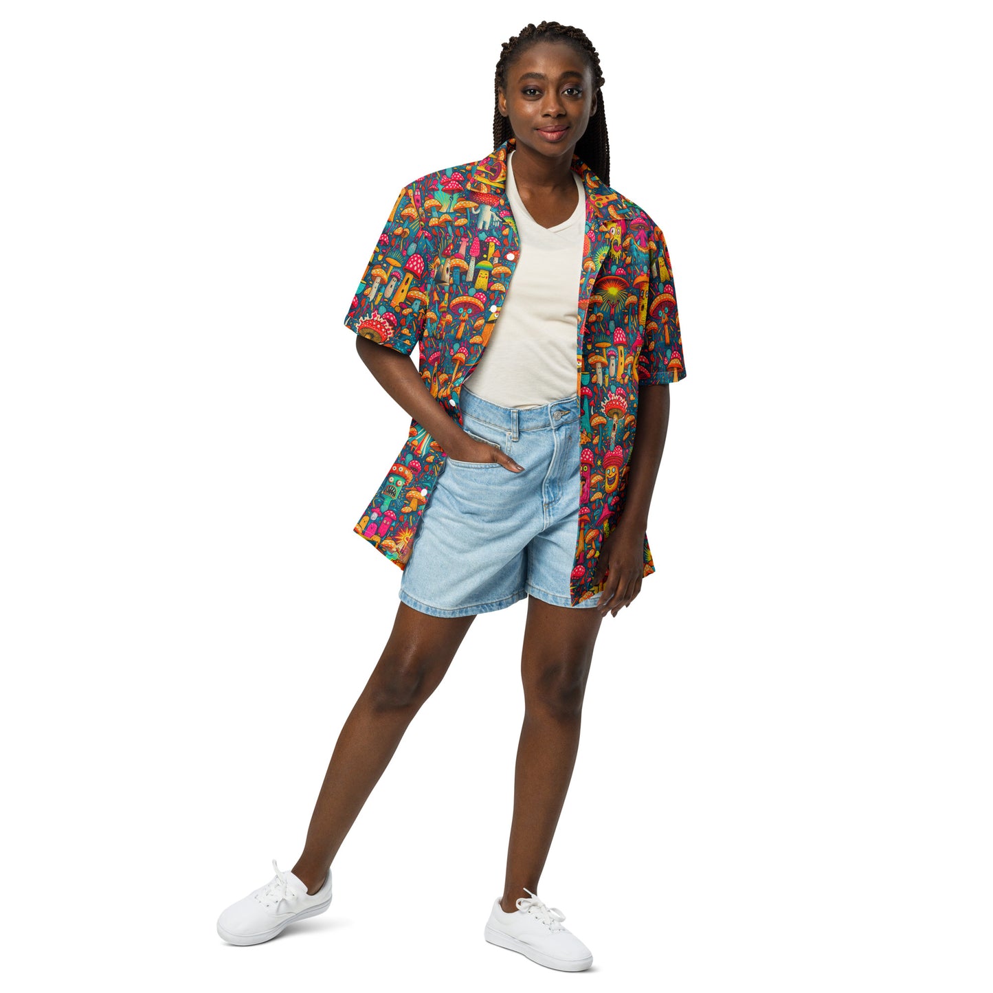 "Psychedelic Shrooms!" #1 - Unisex-Hemd mit Knöpfen