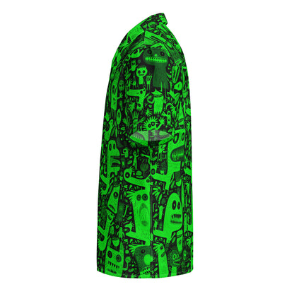 "Crazy Monsters!" #2 - Unisex-Hemd mit Knöpfen - Ultra Green Edition
