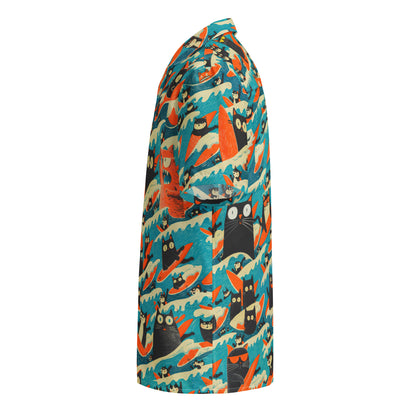 "Surfing Cats!" #1 - Unisex-Hemd mit Knöpfen