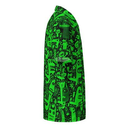"Crazy Monsters!" #2 - Unisex-Hemd mit Knöpfen - Ultra Green Edition