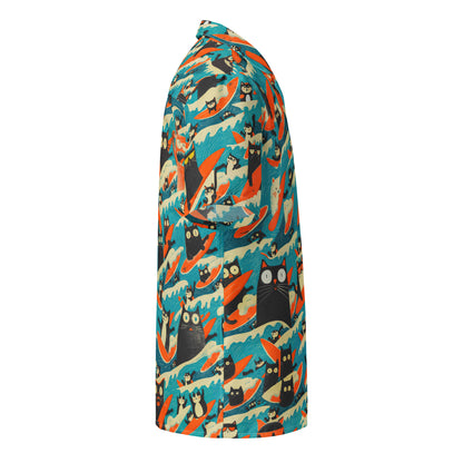 "Surfing Cats!" #1 - Unisex-Hemd mit Knöpfen