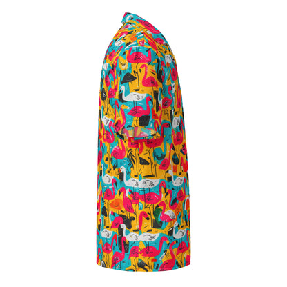 "Flamingos" #1 - Unisex-Hemd mit Knöpfen