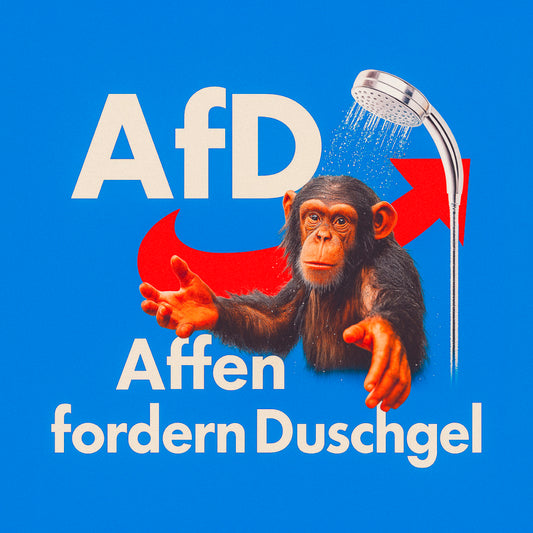 Sticker "Affen fordern Duschgel!" (25/50/100 Stk.)