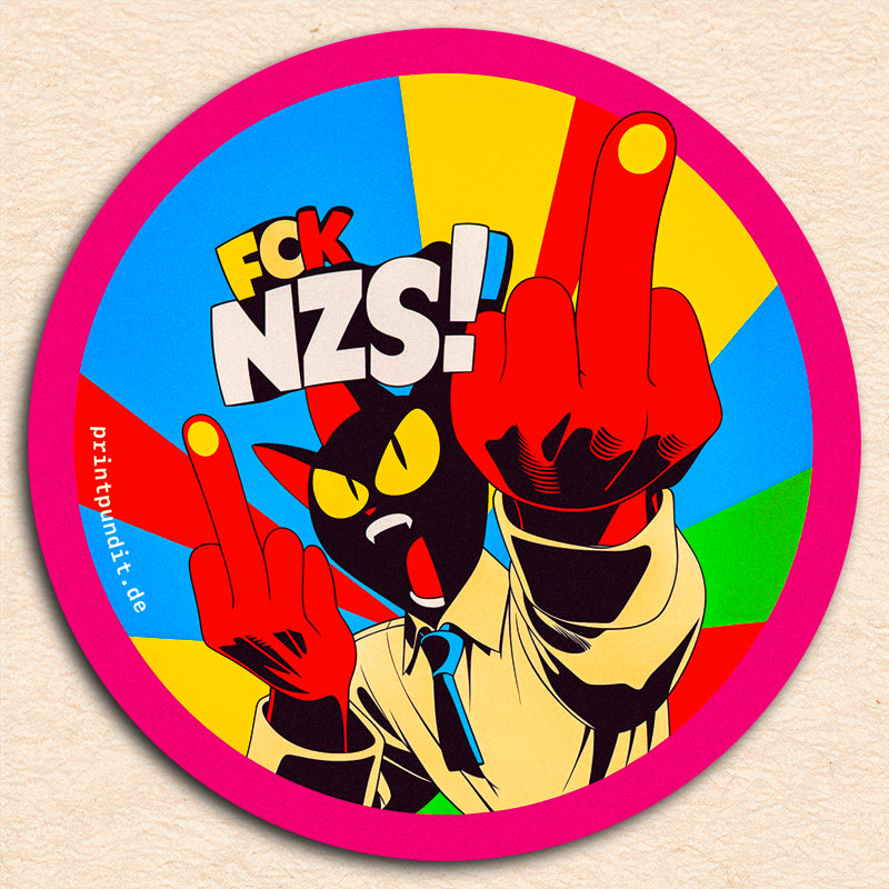Sticker "FCKNZS!-Cat" [rund, 9,5cm] (25/50/100 St.)