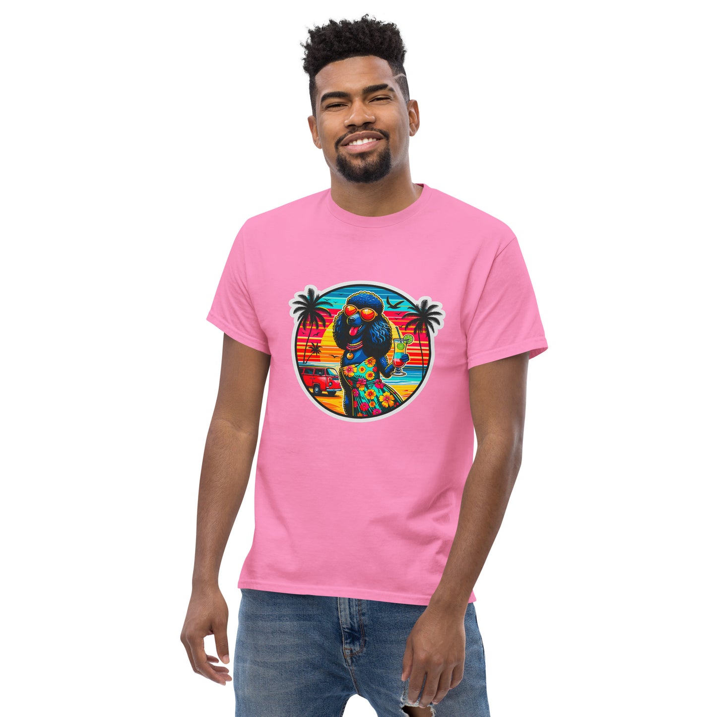 "Dogs On Vacation"-Kollektion - Schwarzer Großpudel (female) - Klassisches Unisex-T-Shirt - 13 verschiedene Farben