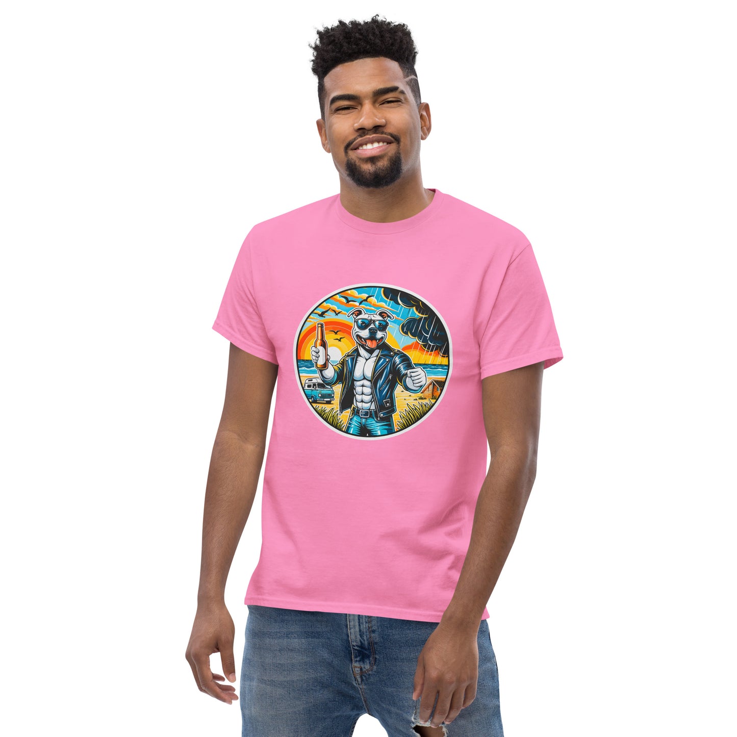 "Dogs On Vacation"-Kollektion - Staffordshire-Terrier #3 - Klassisches Unisex-T-Shirt - 13 verschiedene Farben