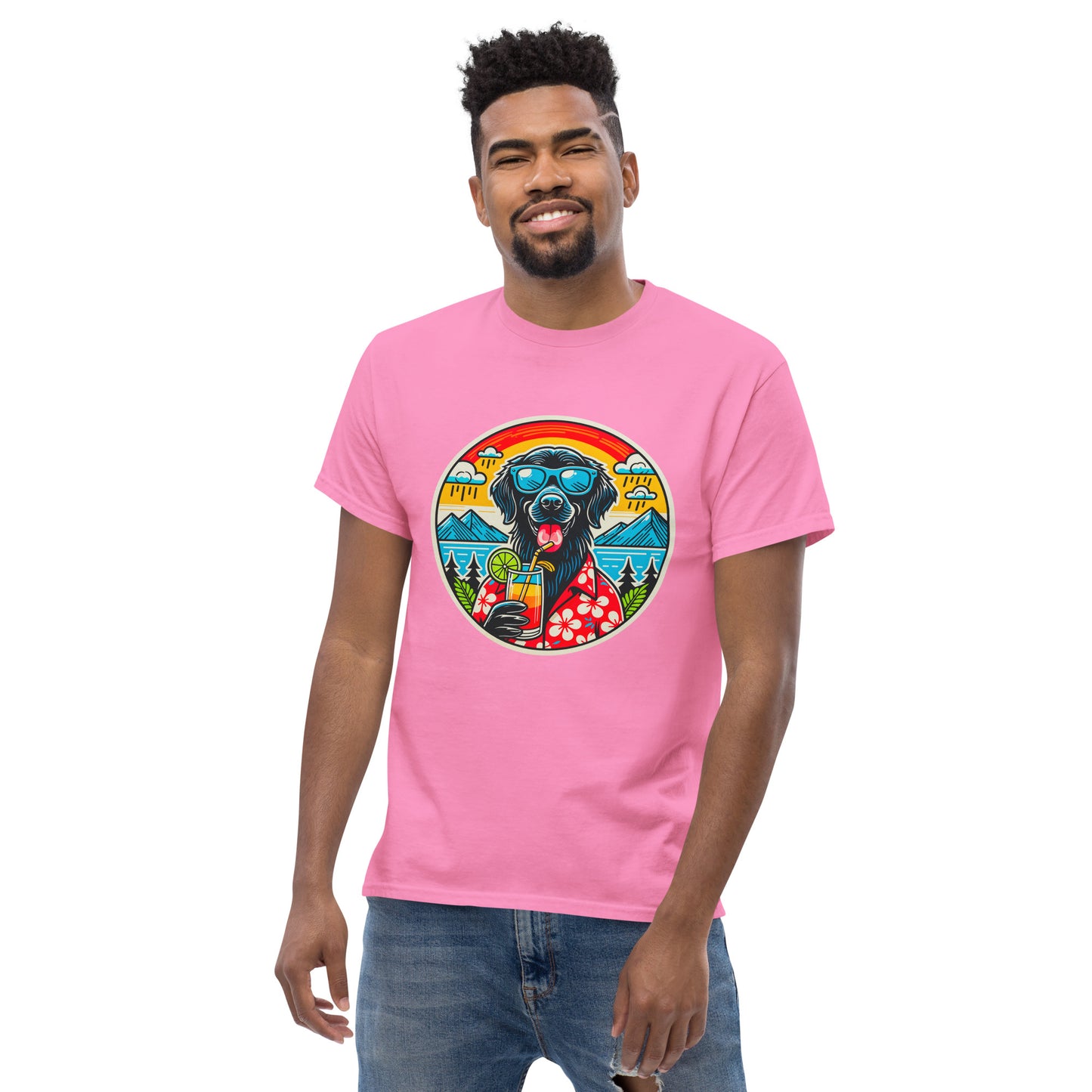 "Dogs On Vacation"-Kollektion - Flatcoat-Retriever - Klassisches Unisex-T-Shirt - 13 verschiedene Farben