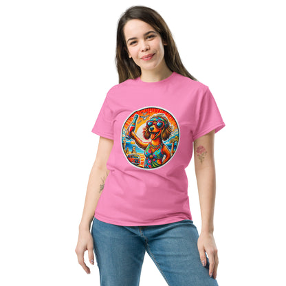 "Dogs On Vacation"-Kollektion - Dackel (female) - Klassisches Unisex-T-Shirt - 13 verschiedene Farben