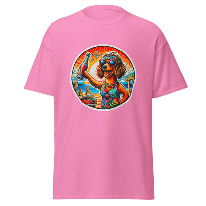 "Dogs On Vacation"-Kollektion - Dackel (female) - Klassisches Unisex-T-Shirt - 13 verschiedene Farben