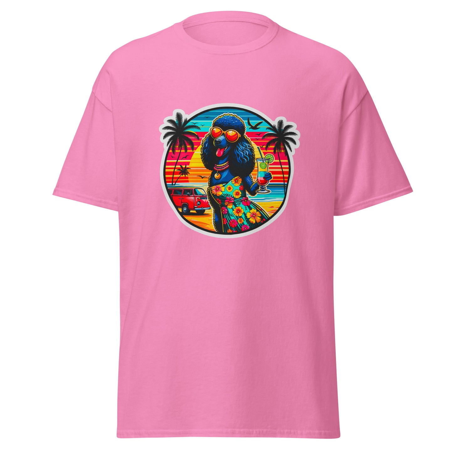 "Dogs On Vacation"-Kollektion - Schwarzer Großpudel (female) - Klassisches Unisex-T-Shirt - 13 verschiedene Farben