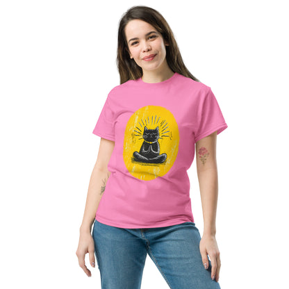 "YELLOW!" - Yoga-Cat - Klassisches Unisex T-Shirt - in 4 Farben