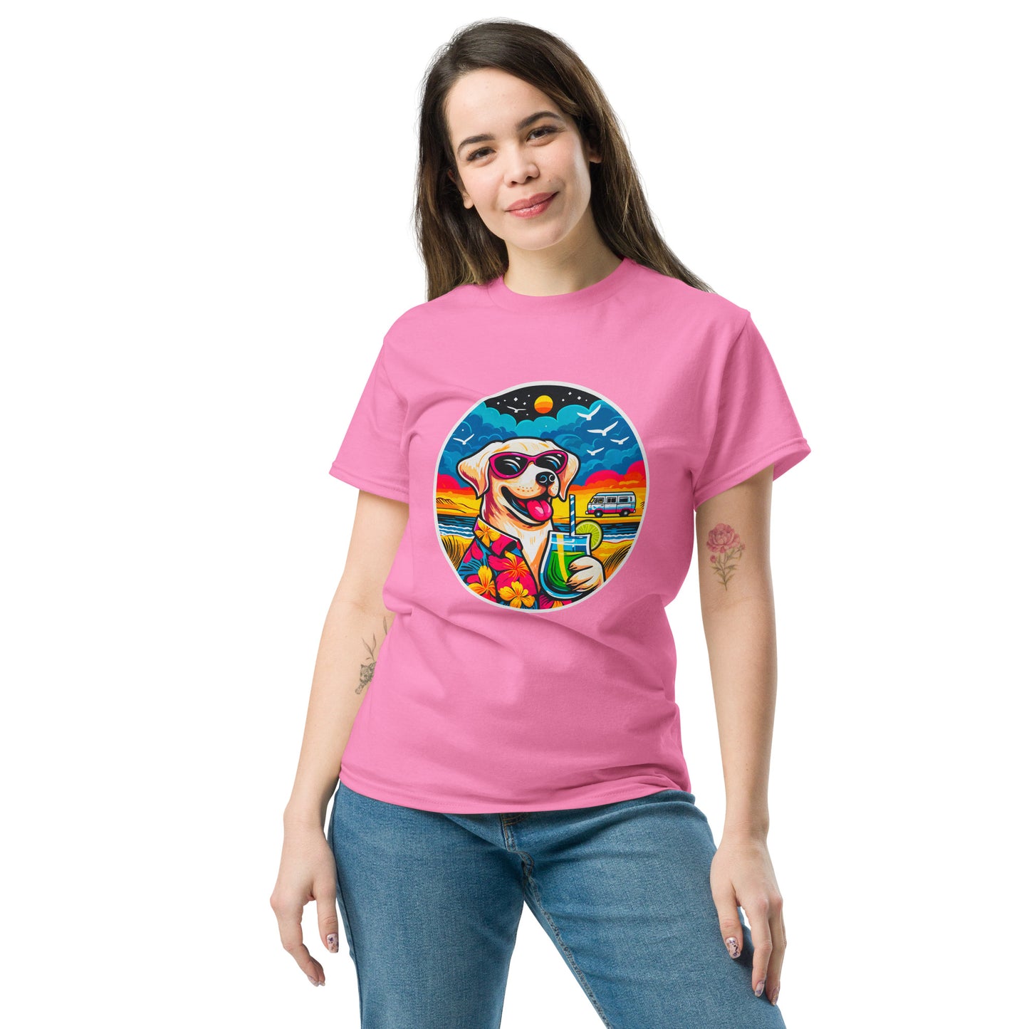 "Dogs On Vacation"-Kollektion - White Labbi - Klassisches Unisex-T-Shirt - 13 verschiedene Farben