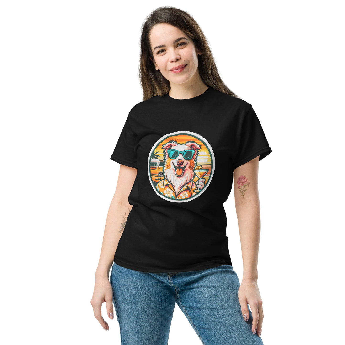 "Dogs On Vacation"-Kollektion - Australian Shepherd #1 - Klassisches Unisex-T-Shirt - 13 verschiedene Farben