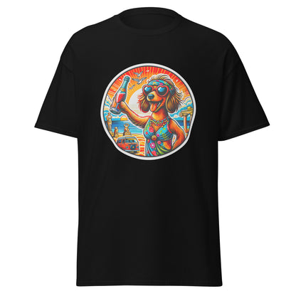 "Dogs On Vacation"-Kollektion - Dackel (female) - Klassisches Unisex-T-Shirt - 13 verschiedene Farben