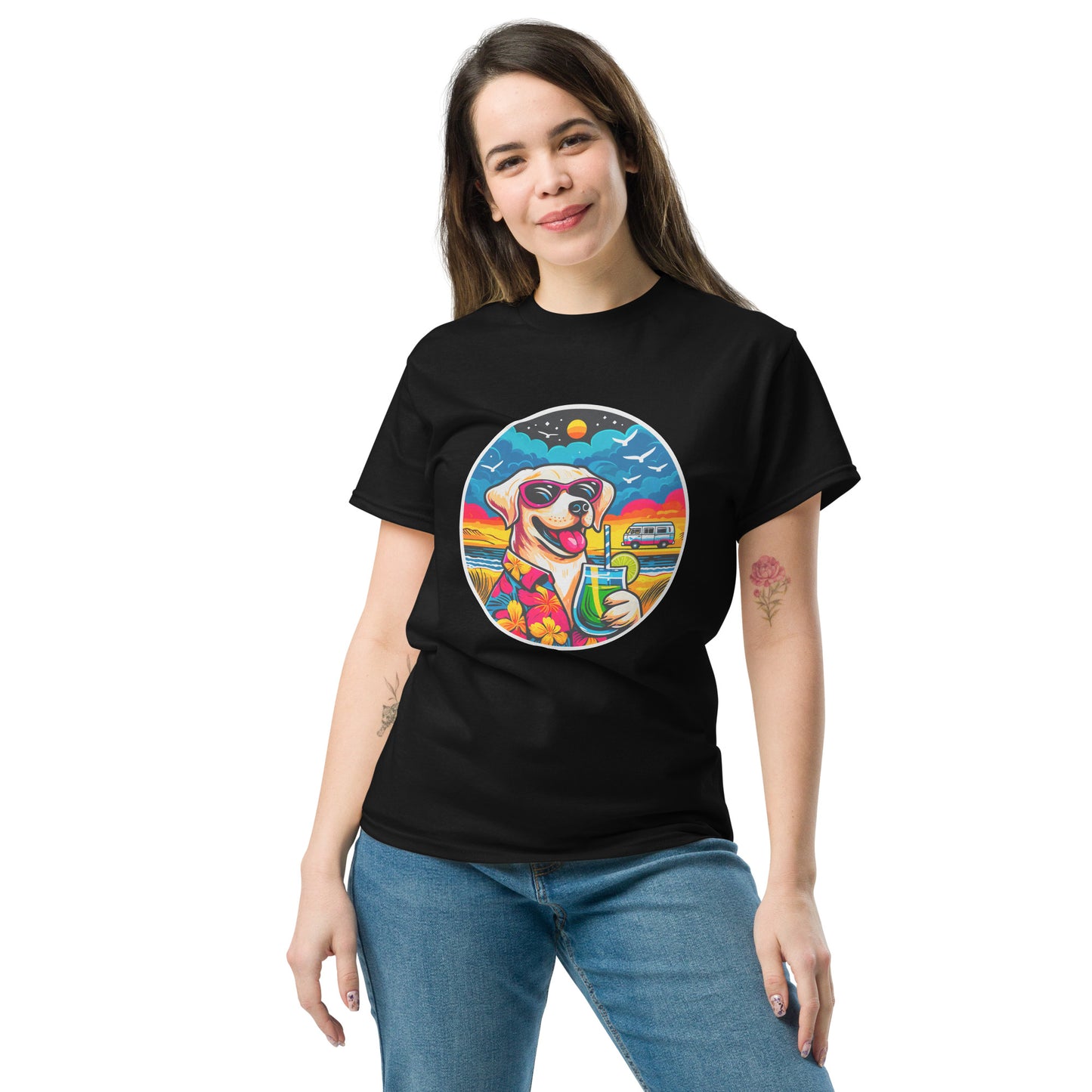 "Dogs On Vacation"-Kollektion - White Labbi - Klassisches Unisex-T-Shirt - 13 verschiedene Farben