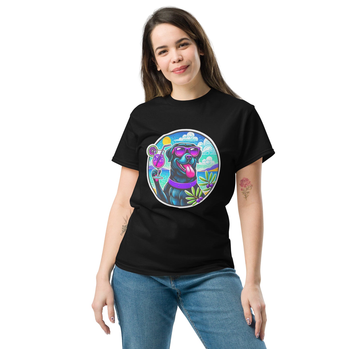 "Dogs On Vacation"-Kollektion - Black Labbi #3 - Klassisches Unisex-T-Shirt - 13 verschiedene Farben