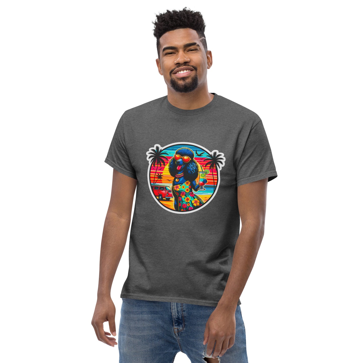 "Dogs On Vacation"-Kollektion - Schwarzer Großpudel (female) - Klassisches Unisex-T-Shirt - 13 verschiedene Farben