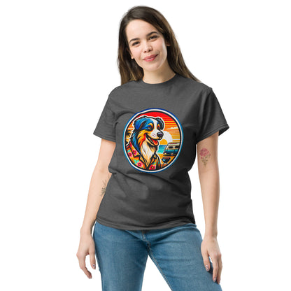 "Dogs On Vacation"-Kollektion - Australian Shepherd #5 (Tricolor) - Klassisches Unisex-T-Shirt - 13 verschiedene Farben