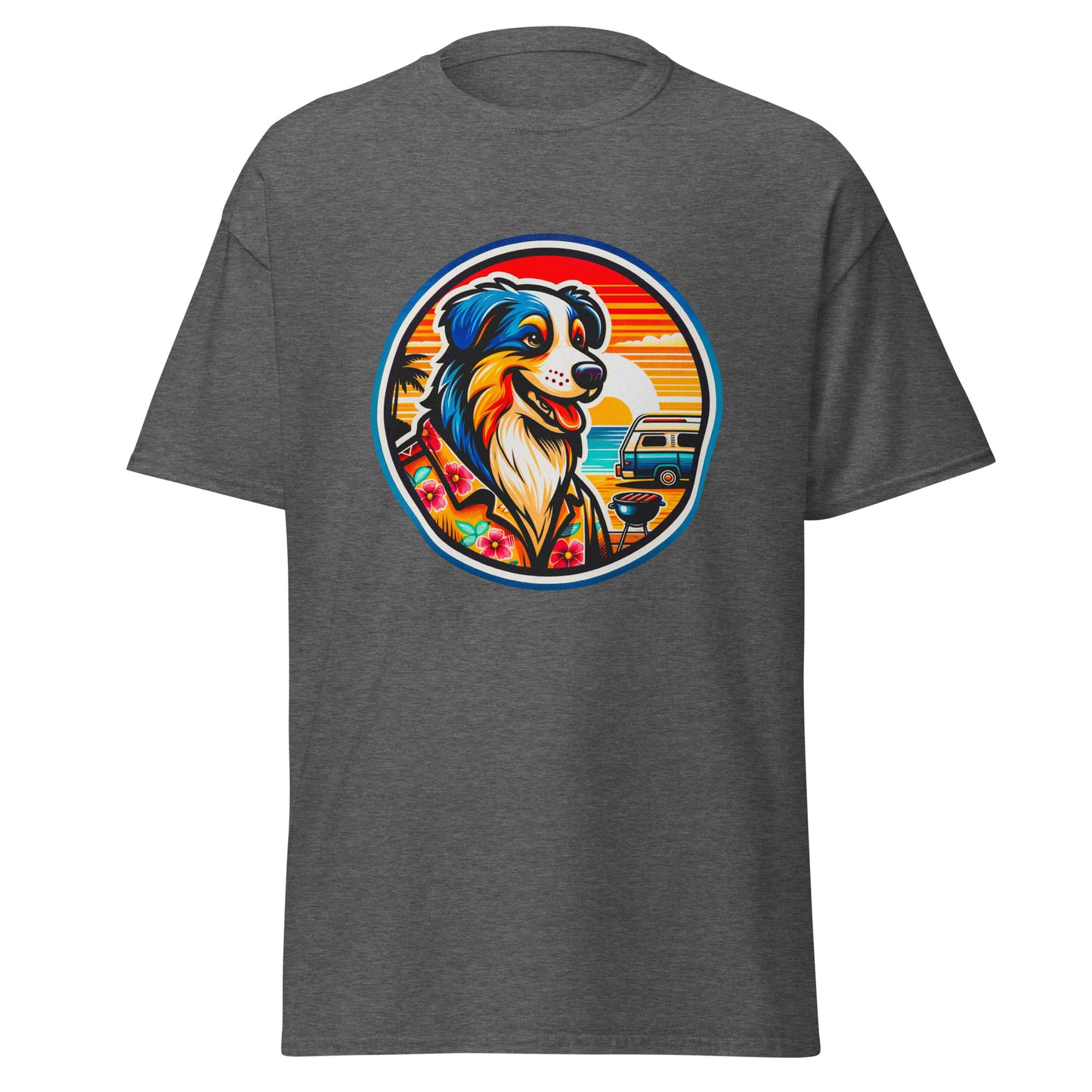 "Dogs On Vacation"-Kollektion - Australian Shepherd #5 (Tricolor) - Klassisches Unisex-T-Shirt - 13 verschiedene Farben