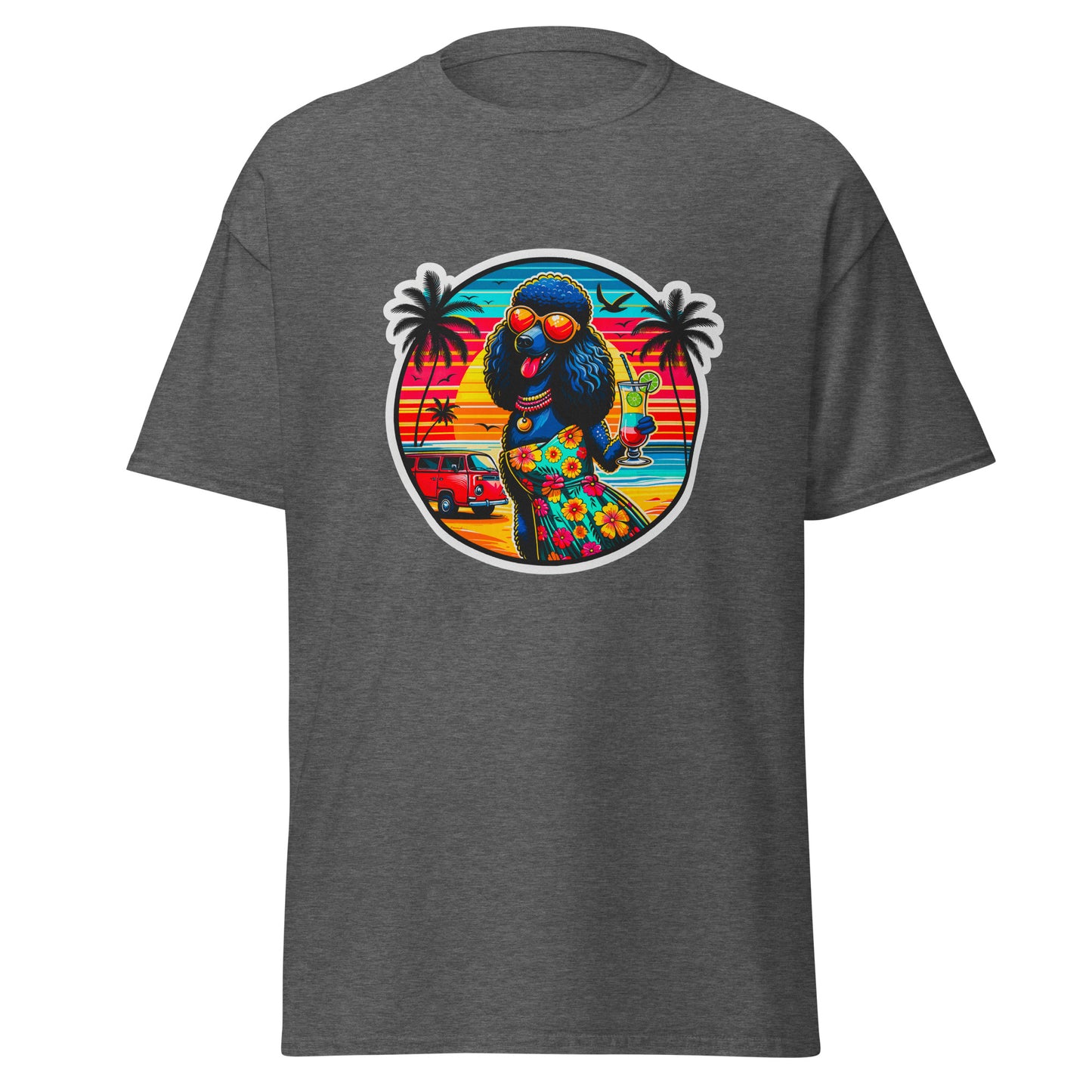 "Dogs On Vacation"-Kollektion - Schwarzer Großpudel (female) - Klassisches Unisex-T-Shirt - 13 verschiedene Farben