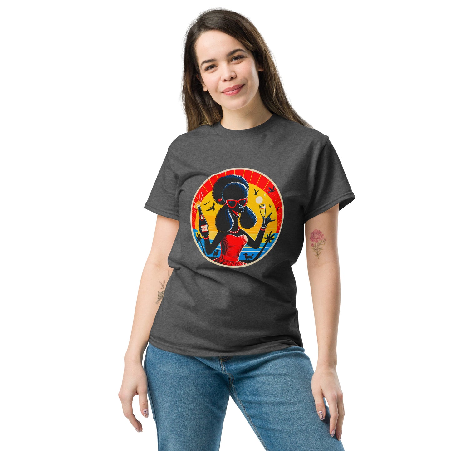 Klassisches Unisex T-"Dogs On Vacation"-Kollektion - Black Royal Poodle (female) #2 - Klassisches Unisex-T-Shirt - 13 verschiedene Farben