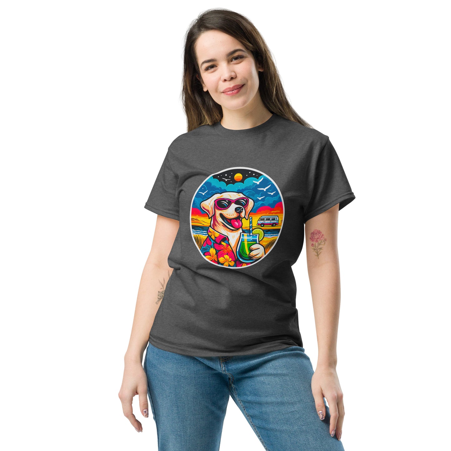 "Dogs On Vacation"-Kollektion - White Labbi - Klassisches Unisex-T-Shirt - 13 verschiedene Farben