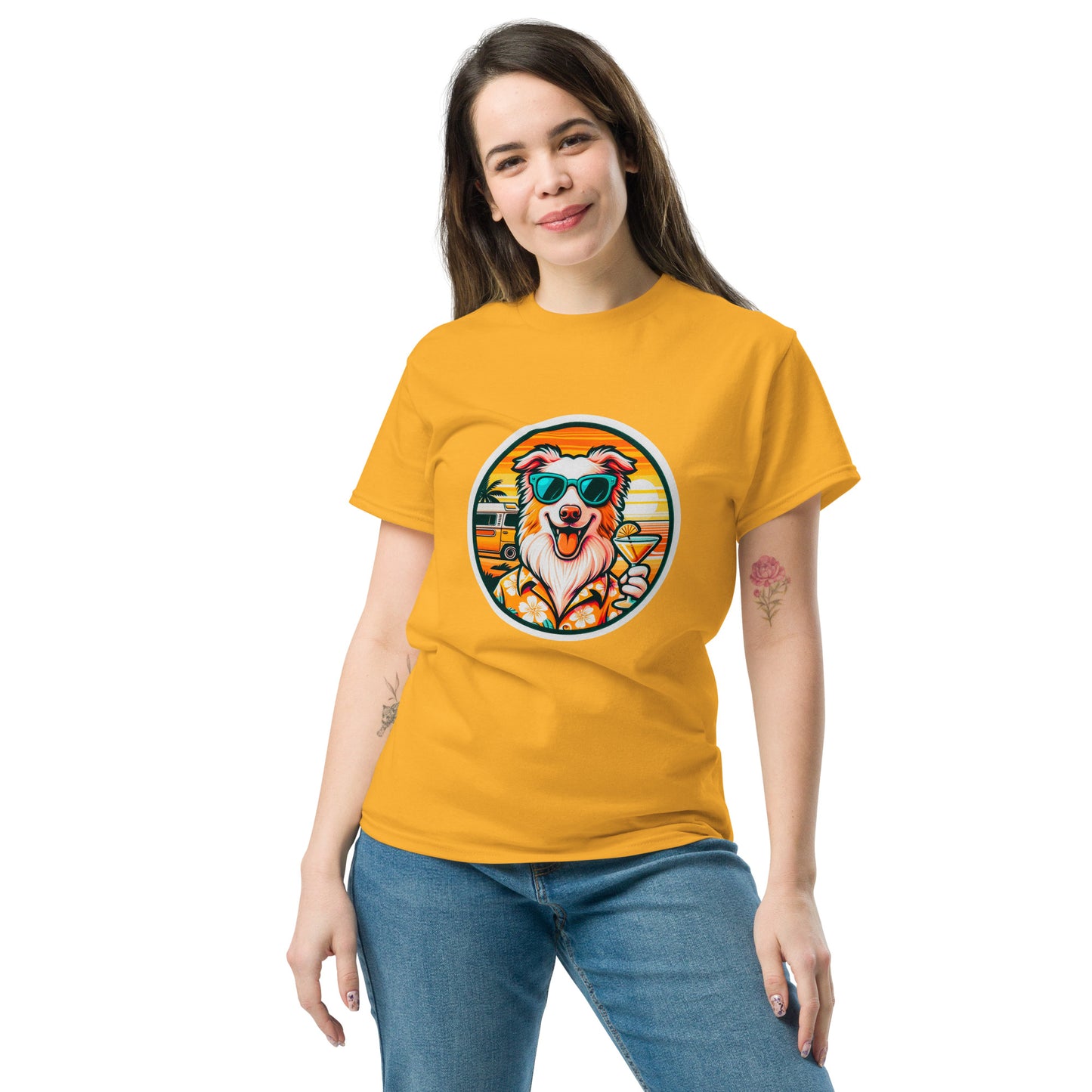 "Dogs On Vacation"-Kollektion - Australian Shepherd #1 - Klassisches Unisex-T-Shirt - 13 verschiedene Farben