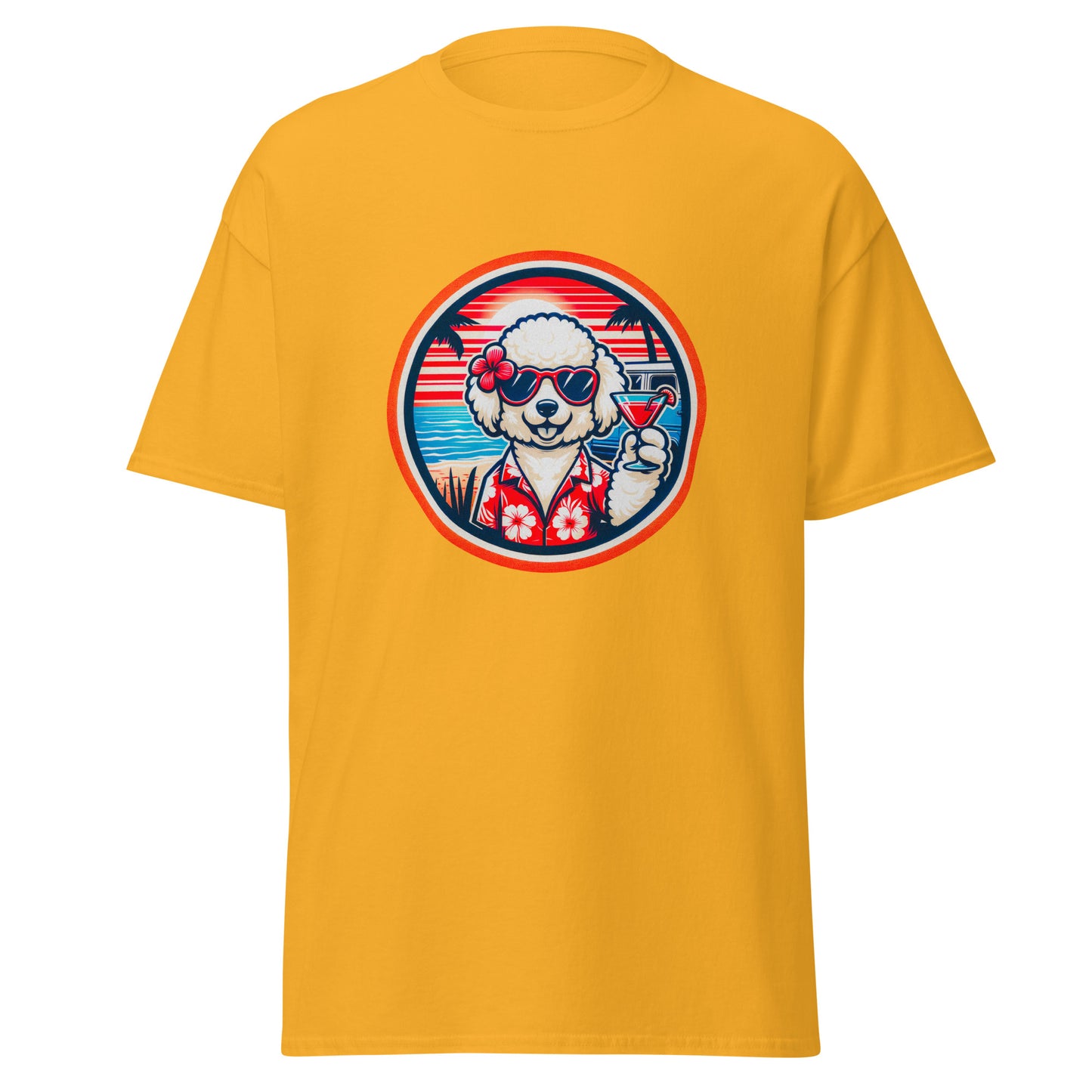"Dogs On Vacation"-Kollektion - White Poodle - Klassisches Unisex-T-Shirt - 13 verschiedene Farben