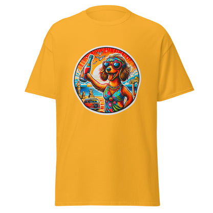 "Dogs On Vacation"-Kollektion - Dackel (female) - Klassisches Unisex-T-Shirt - 13 verschiedene Farben