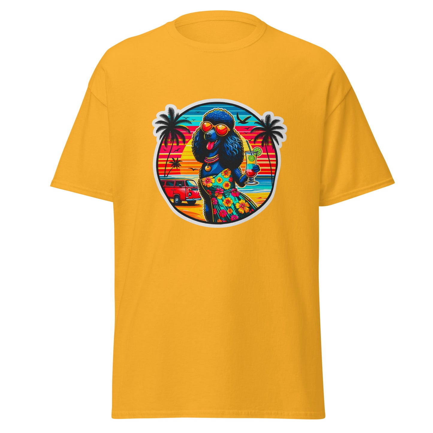 "Dogs On Vacation"-Kollektion - Schwarzer Großpudel (female) - Klassisches Unisex-T-Shirt - 13 verschiedene Farben