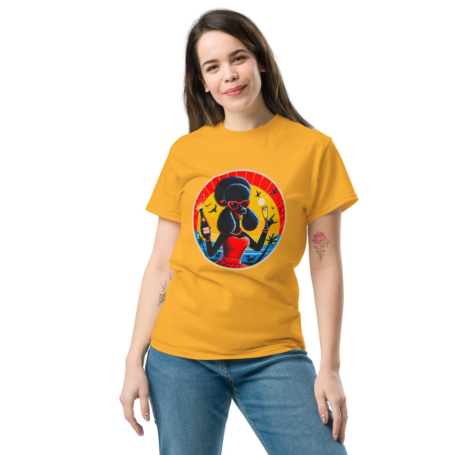 Klassisches Unisex T-"Dogs On Vacation"-Kollektion - Black Royal Poodle (female) #2 - Klassisches Unisex-T-Shirt - 13 verschiedene Farben