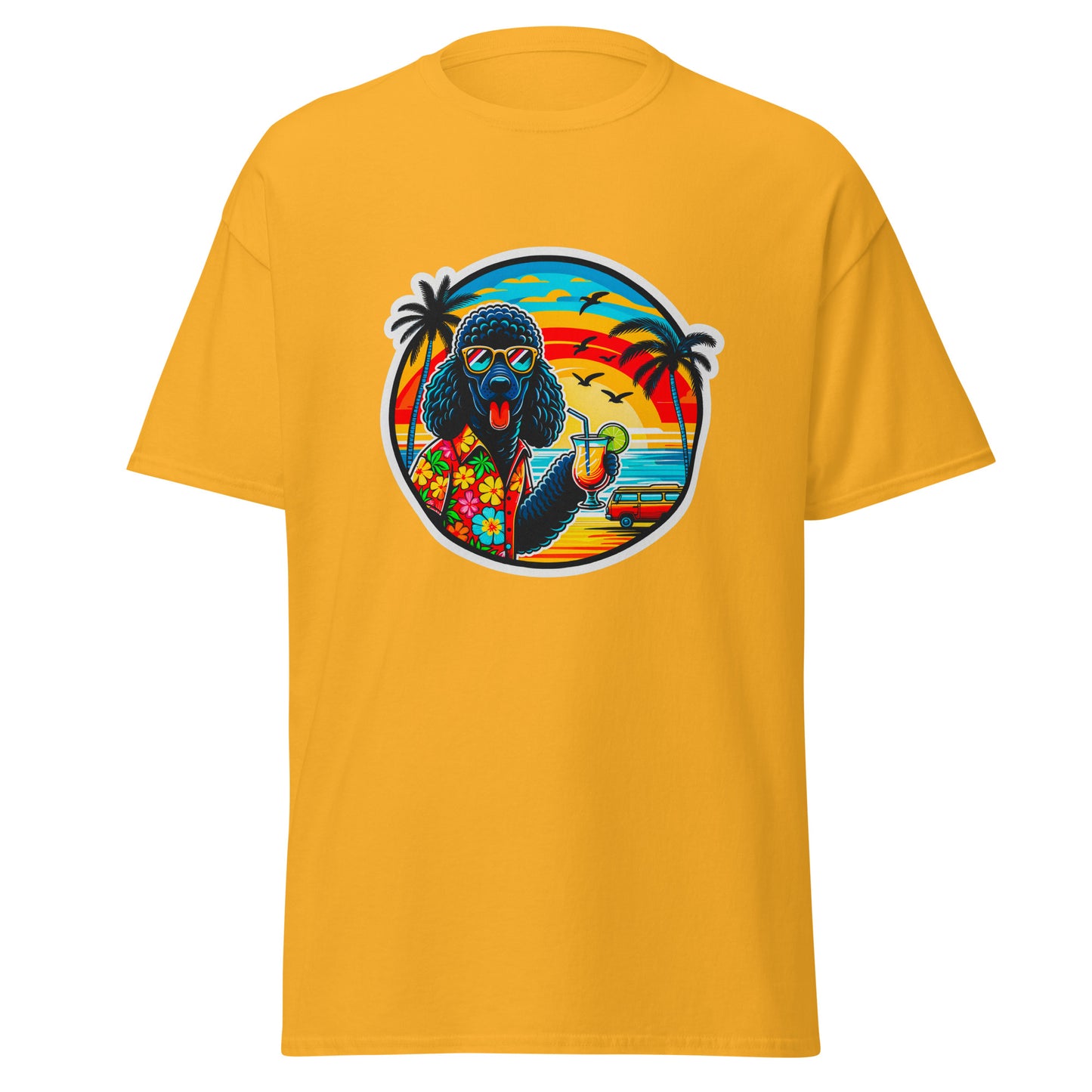 "Dogs On Vacation"-Kollektion - Black Royal Poodle #2 - Klassisches Unisex-T-Shirt - 13 verschiedene Farben