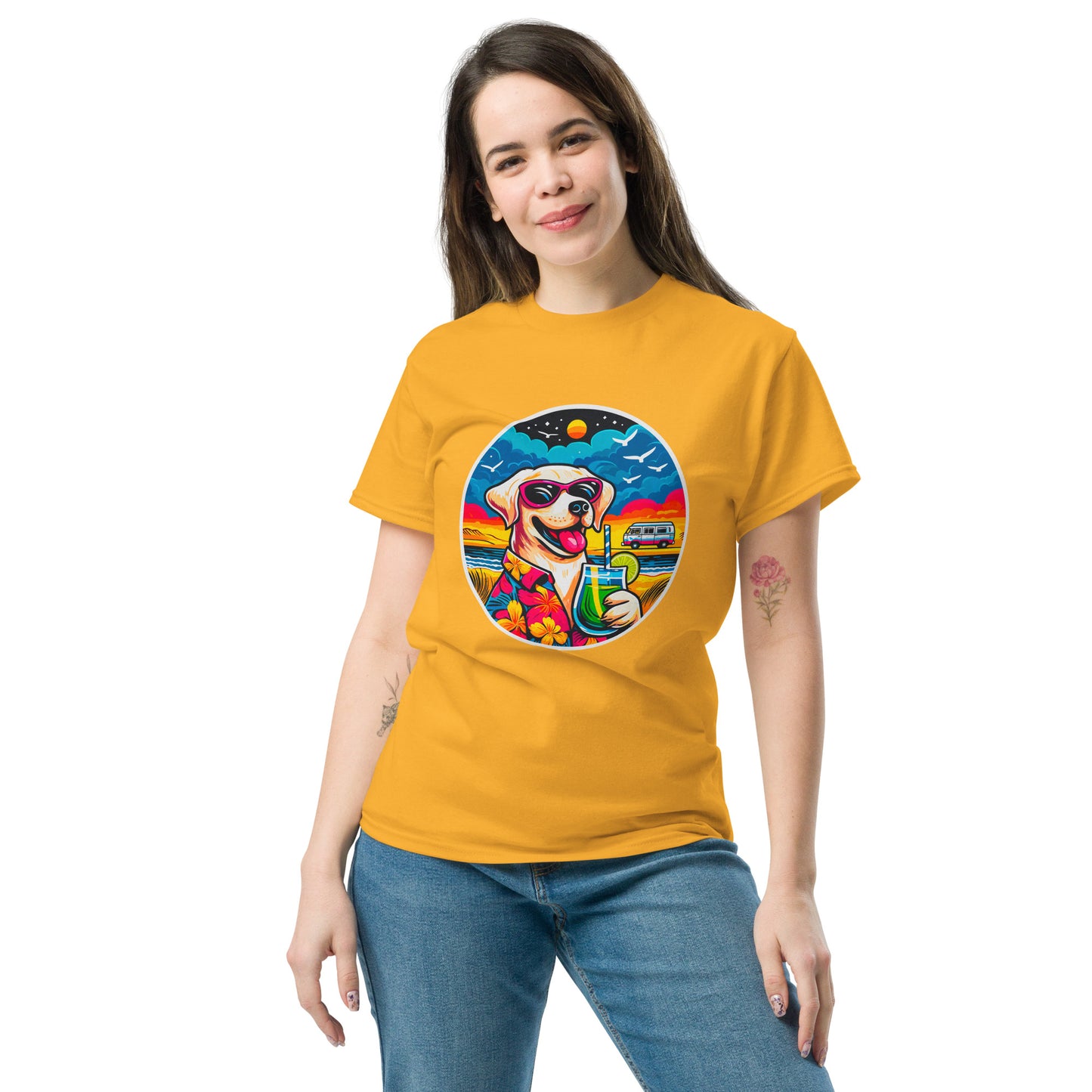 "Dogs On Vacation"-Kollektion - White Labbi - Klassisches Unisex-T-Shirt - 13 verschiedene Farben