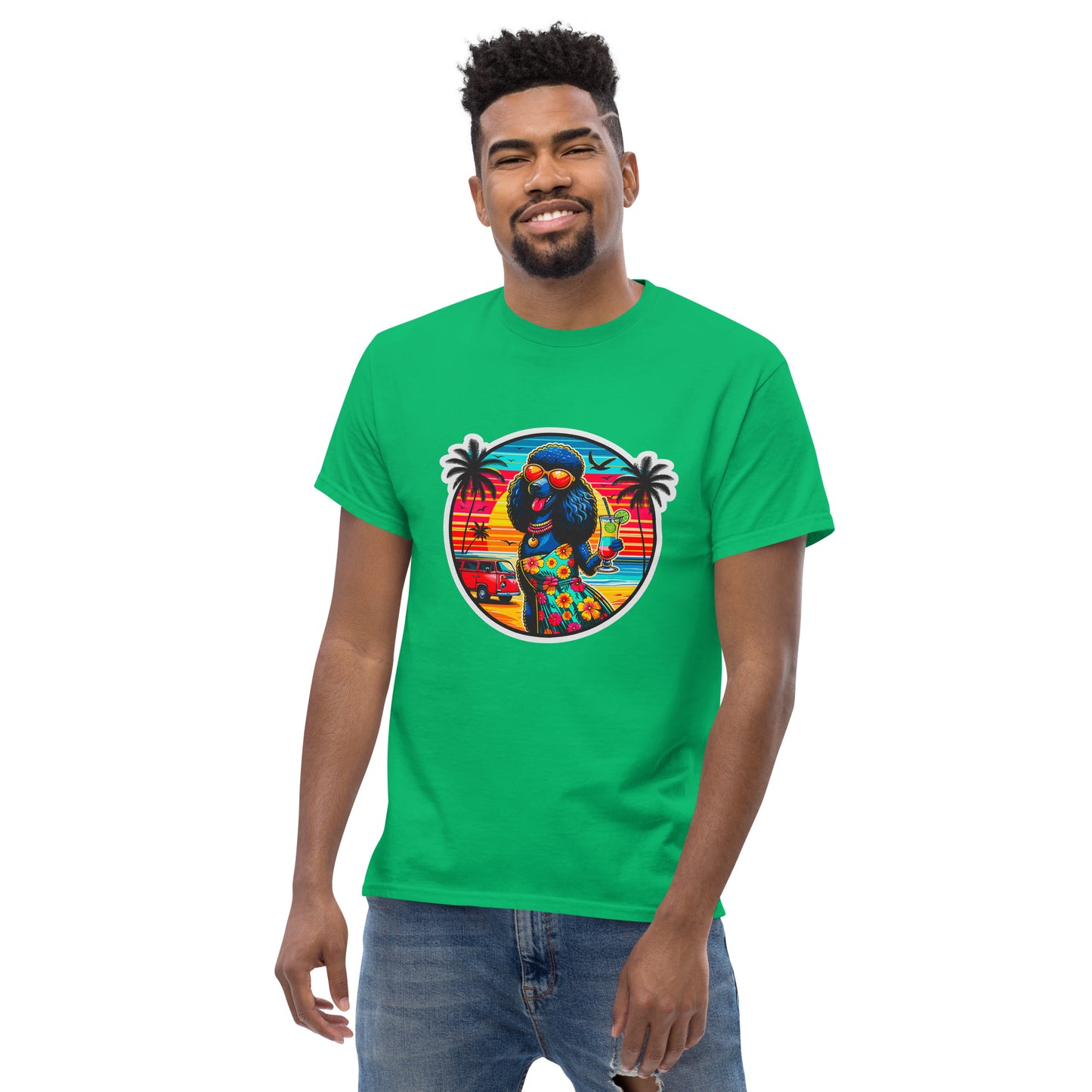 "Dogs On Vacation"-Kollektion - Schwarzer Großpudel (female) - Klassisches Unisex-T-Shirt - 13 verschiedene Farben